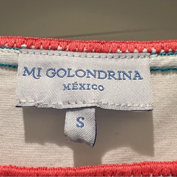 Mi Golondrina Mexico Embroidered Blouse Small White Cotton Folk Top - Picture 4 of 7